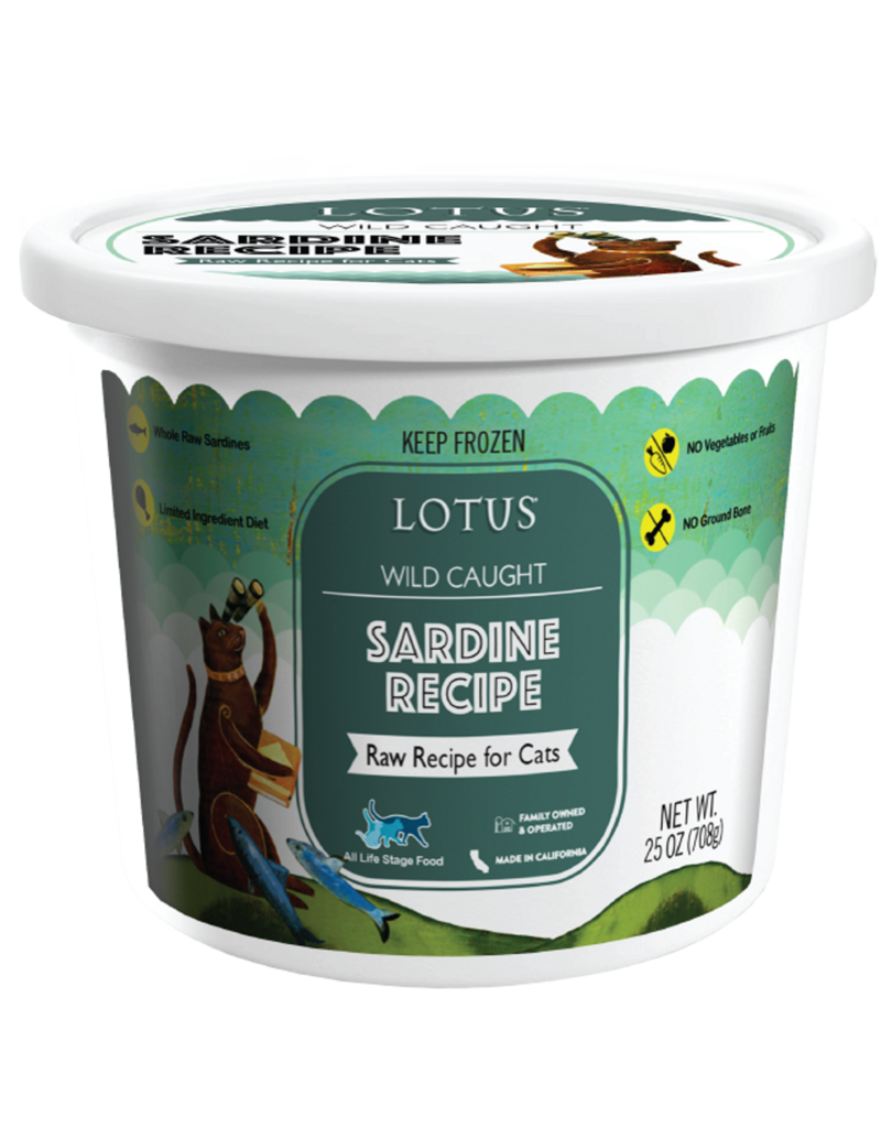 Lotus Natural Pet Food Lotus Frozen Raw Cat Food | Wild Caught Sardine 25 oz (*Frozen Products for Local Delivery or In-Store Pickup Only. *)