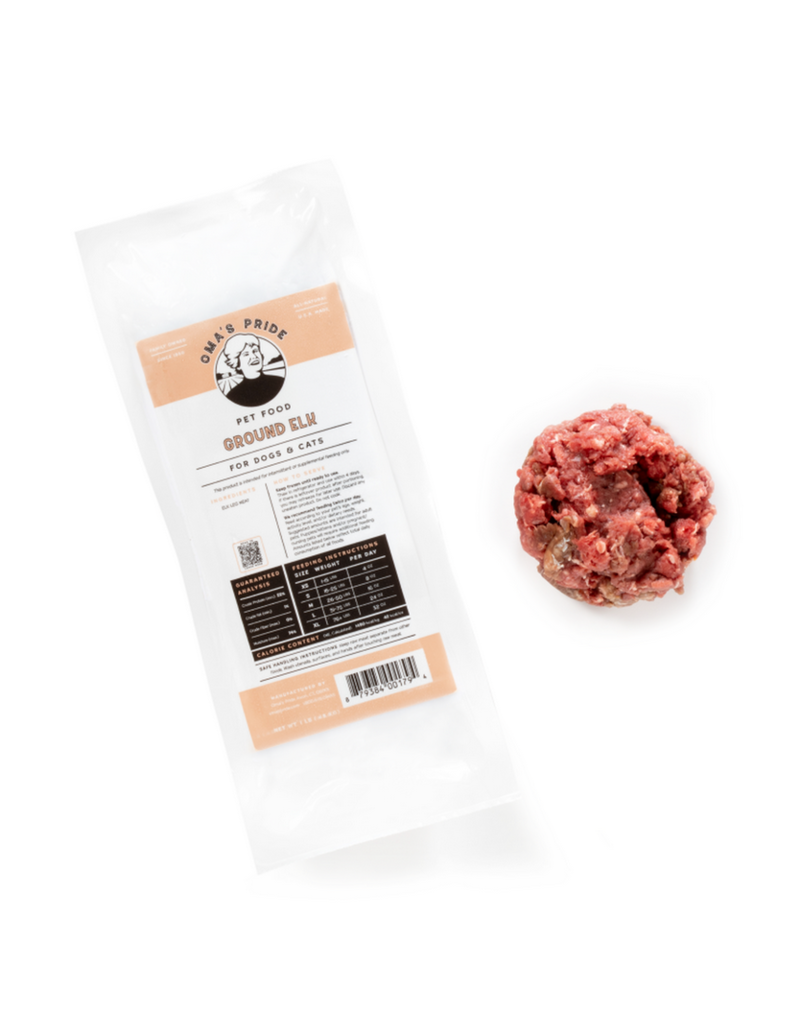 Oma's Pride Oma's Pride O'Paws Dog Raw Frozen Food Elk 1 lb (*Frozen Products for Local Delivery or In-Store Pickup Only. *)