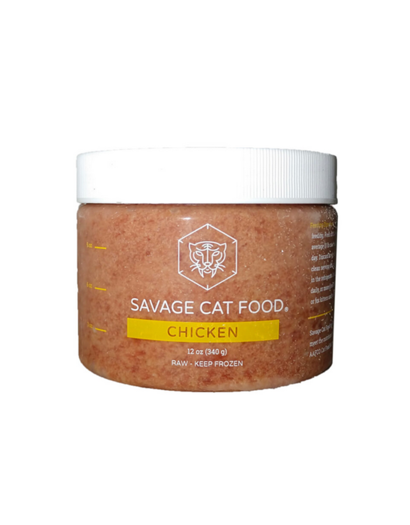 Savage Cat Savage Cat Frozen Raw Cat Food Tub | Chicken 12 oz (*Frozen Products for Local Delivery or In-Store Pickup Only. *)