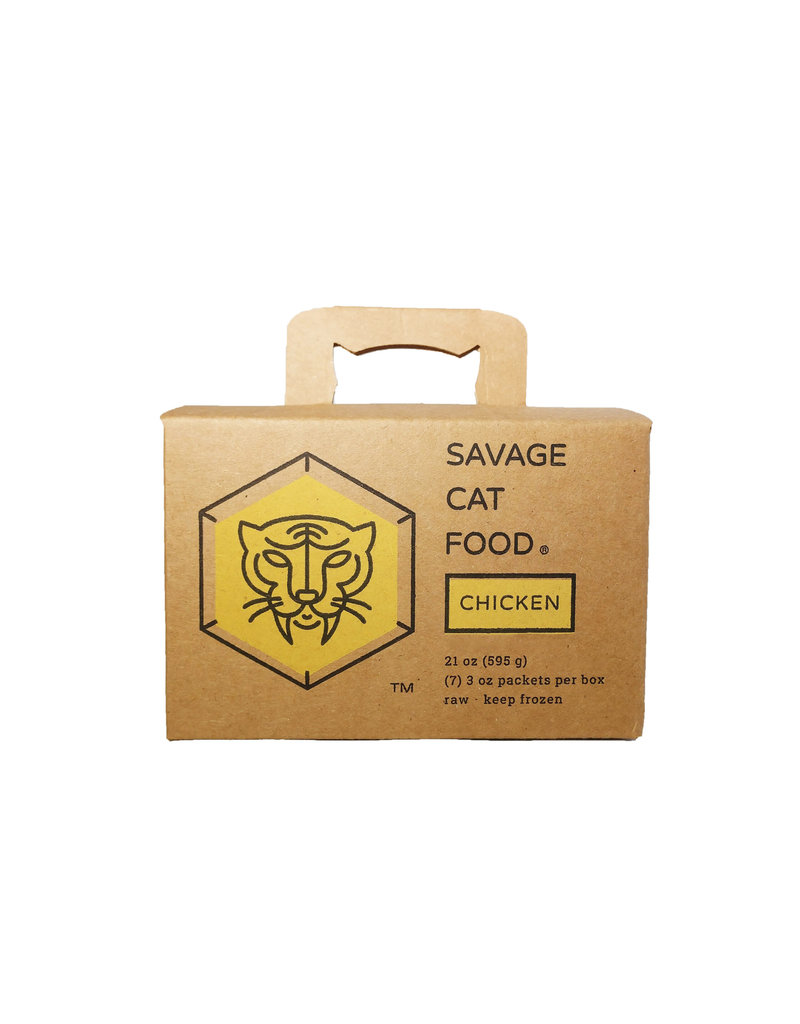 Savage Cat Savage Cat Frozen Raw Cat Food | Chicken 3 oz 7 pk (*Frozen Products for Local Delivery or In-Store Pickup Only. *)
