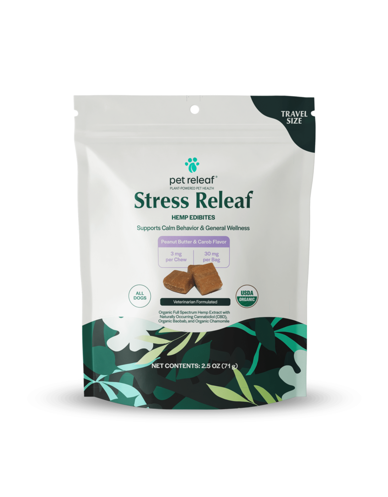 Pet Releaf Pet Releaf Edibites Soft Chews | CBD Calming Peanut Butter & Carob Swirl Travel Size 2.5 oz