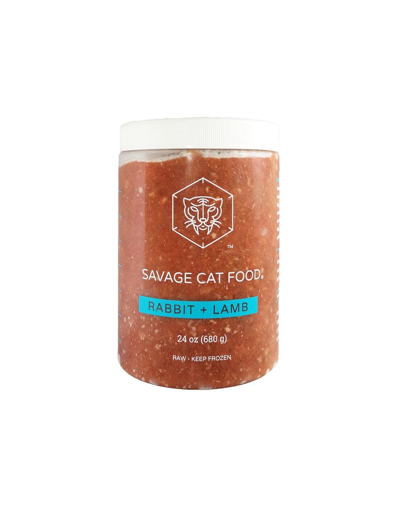 Savage Cat Savage Cat Frozen Raw Cat Food Tub | Rabbit 24 oz CASE (*Frozen Products for Local Delivery or In-Store Pickup Only. *)