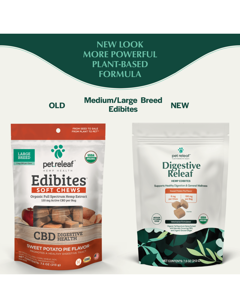 Pet Releaf Pet Releaf Edibites Soft Chews | CBD Digestive Health Sweet Potato Pie Medium/Large Breed 7.5 oz