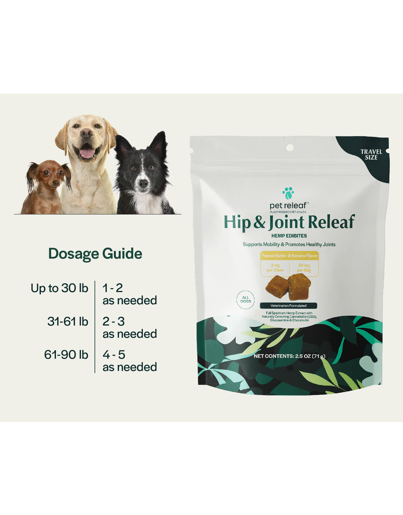 Pet Releaf Pet Releaf Edibites | CBD Hip & Joint Peanut Butter & Banana Travel Size 2.5 oz