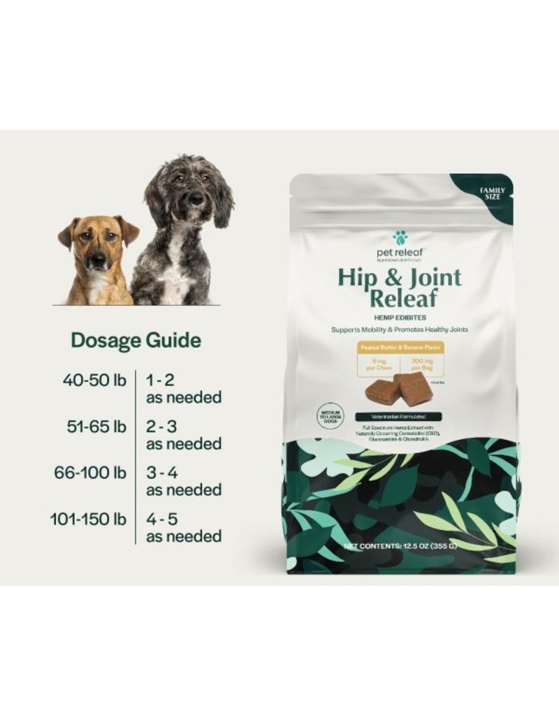 Pet Releaf Pet Releaf Edibites | CBD Hip & Joint Peanut Butter & Banana Family Size 6 mg 12.5 oz