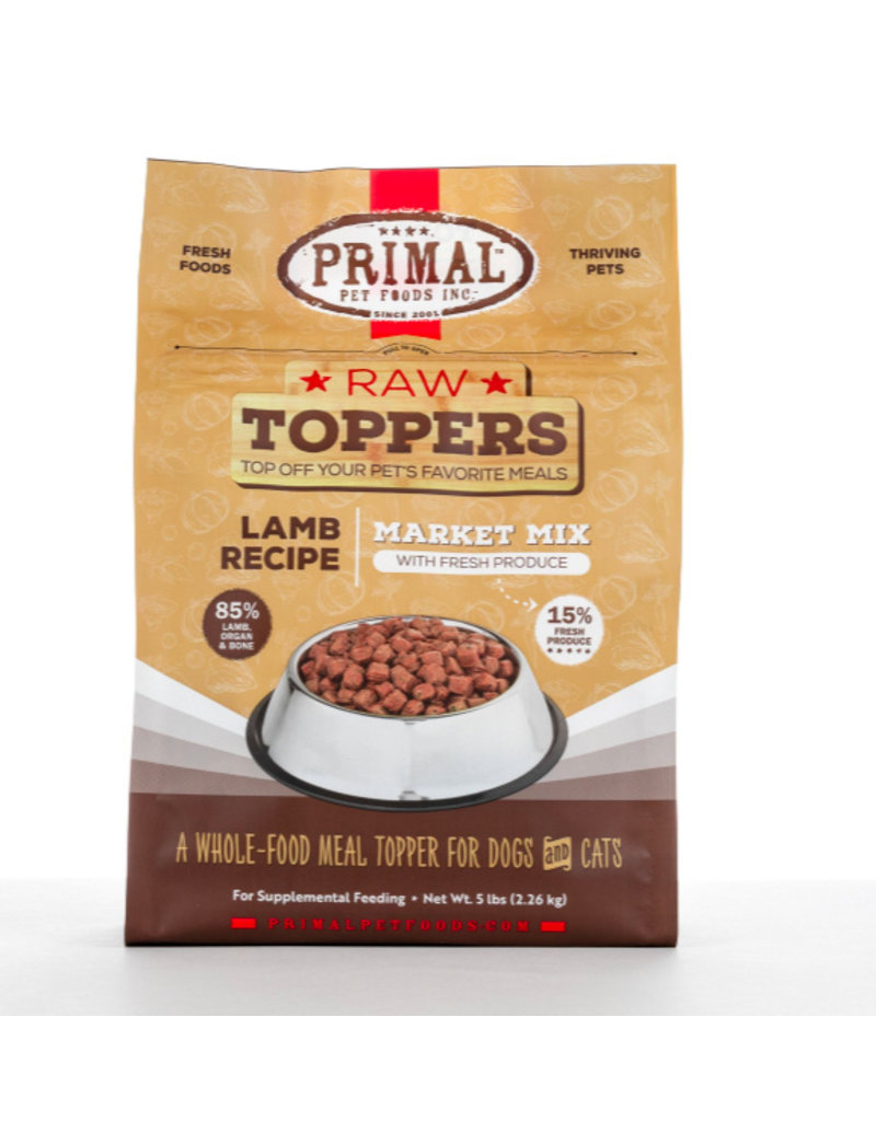 Primal Pet Foods Primal Raw Toppers | Market Mix Lamb & Produce 5 lb CASE (*Frozen Products for Local Delivery or In-Store Pickup Only. *)
