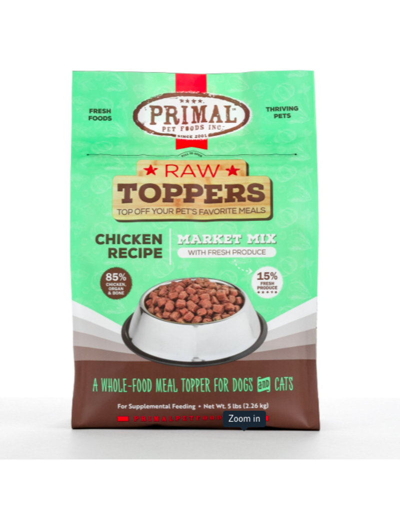 Primal Pet Foods Primal Raw Toppers | Market Mix Chicken & Produce 5 lb CASE (*Frozen Products for Local Delivery or In-Store Pickup Only. *)