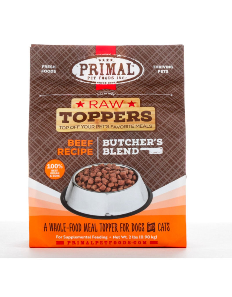 Primal Pet Foods Primal Raw Toppers | Butcher's Blend Beef Grind - Meat, Bone & Organ 2 lb CASE (*Frozen Products for Local Delivery or In-Store Pickup Only. *)