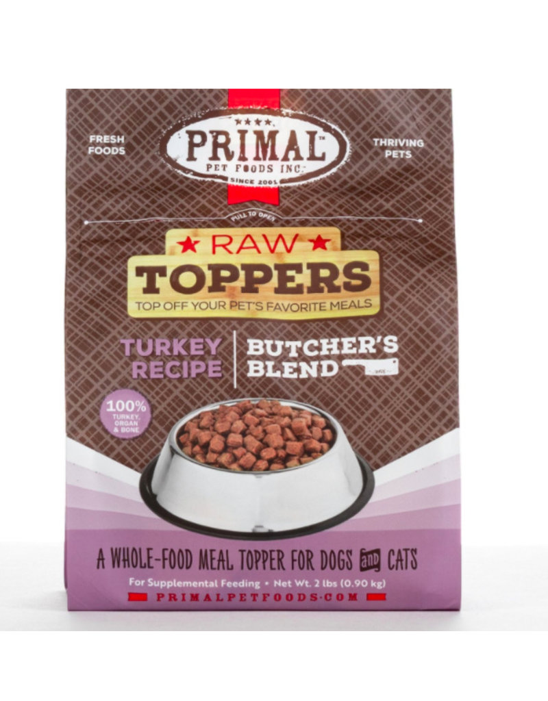 Primal Pet Foods Primal Raw Toppers | Butcher's Blend Turkey Grind - Meat, Bone & Organ 2 lb CASE (*Frozen Products for Local Delivery or In-Store Pickup Only. *)