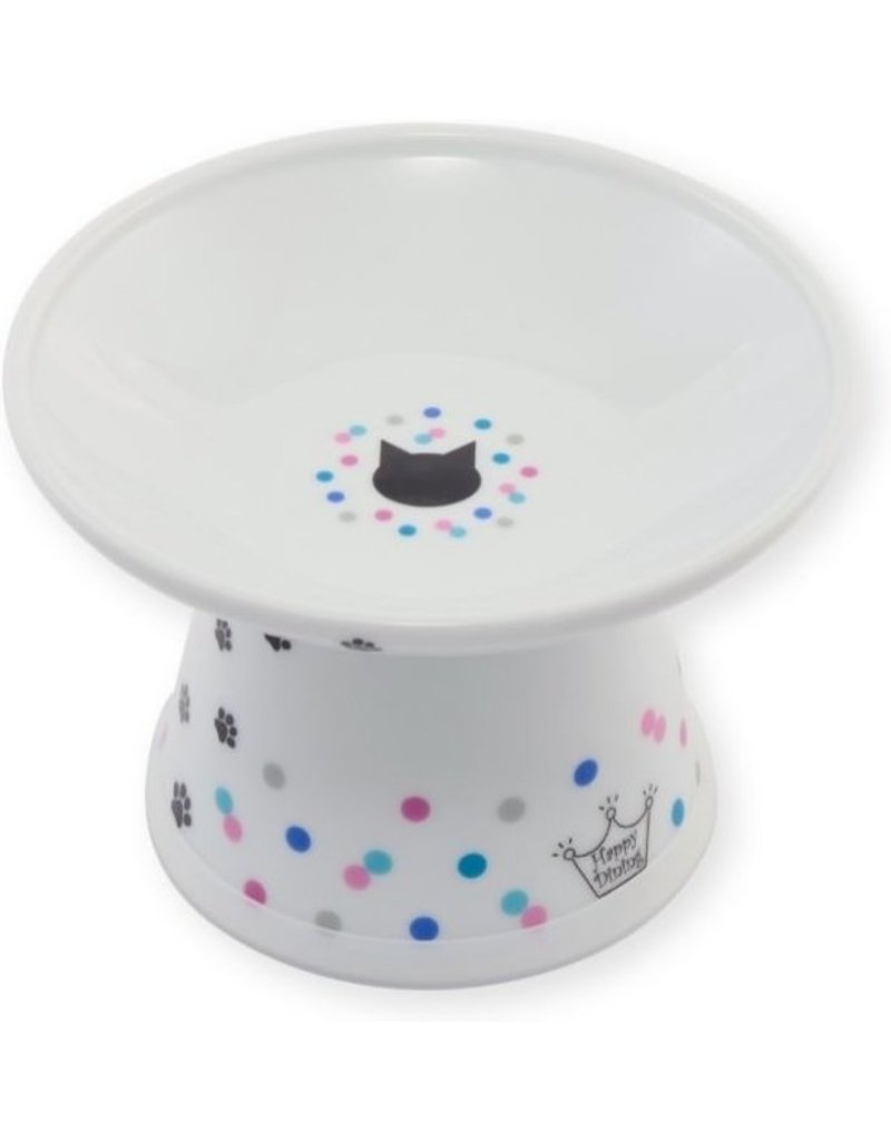 Necoichi Necoichi Cat Dish | Extra Wide Raised Bowl Colorful Dots