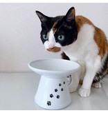 Necoichi Necoichi Cat Dish | Extra Wide Raised Bowl Paw Prints