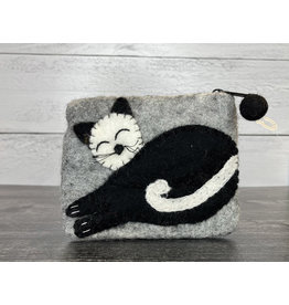 Evergreen Guardian Evergreen Guardian | Wool Felt Coin Purse Grey Cat Side View