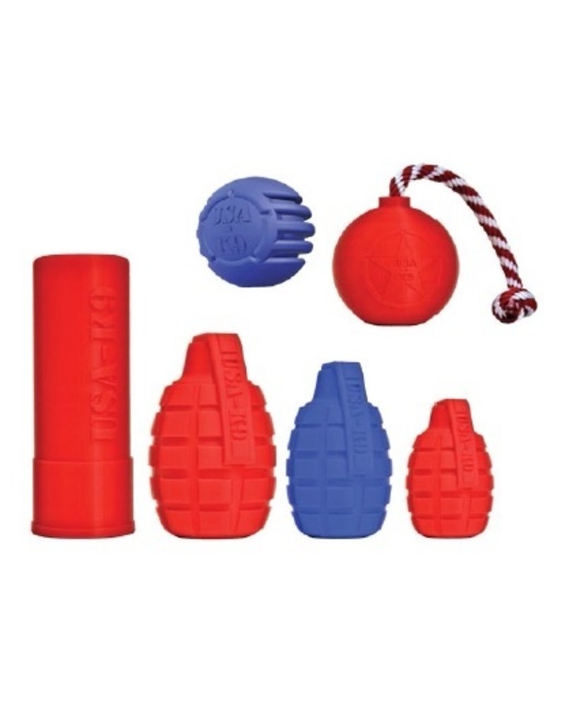 USA-K9 Stars and Stripes Ultra-Durable Rubber Chew Ball - Red