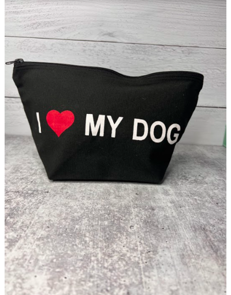 K & K Z K & K Make Up Bag | I Love My Dog 7 x 12 Black