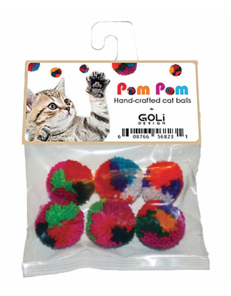 Goli Design Organic Catnip Infused Toys: Pom Pom Cat Balls, 6 pack