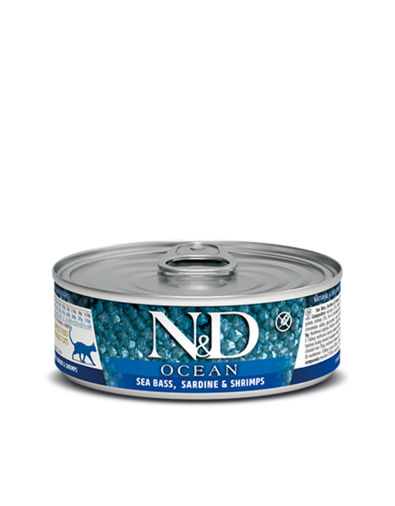 Farmina Pet Foods Farmina N&D Canned Cat Food | Ocean Sea Bass, Sardine & Shrimp 2.5 oz CASE/24