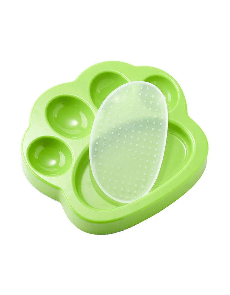 PetDreamHouse Pet Dream House PAW Interactive Feeder | 2 in 1 Slow Feeder & Lick Mat Green Small