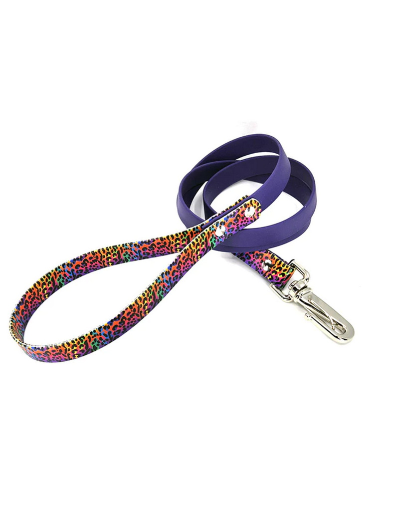 Wilderpup DesertDog Dog No-Stink Waterproof Leash | 6' Rainbow Leopard 3/4"