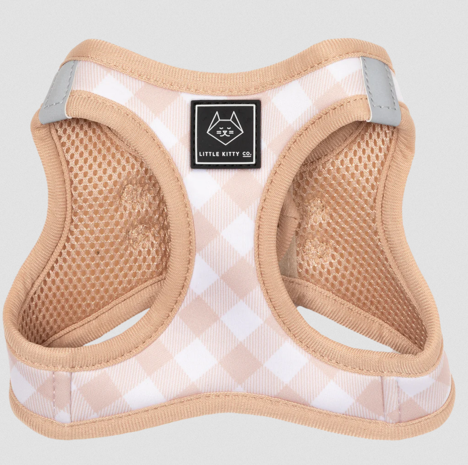 Little Kitty Co. Cat Harness | Latte Gingham Small - The Pet Beastro