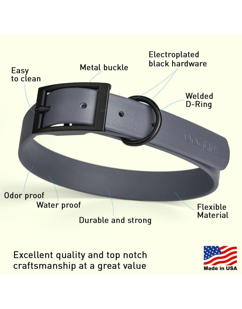 Dogline Dogline Biothane Waterproof Collar 5/8" | 12"-15" Grey