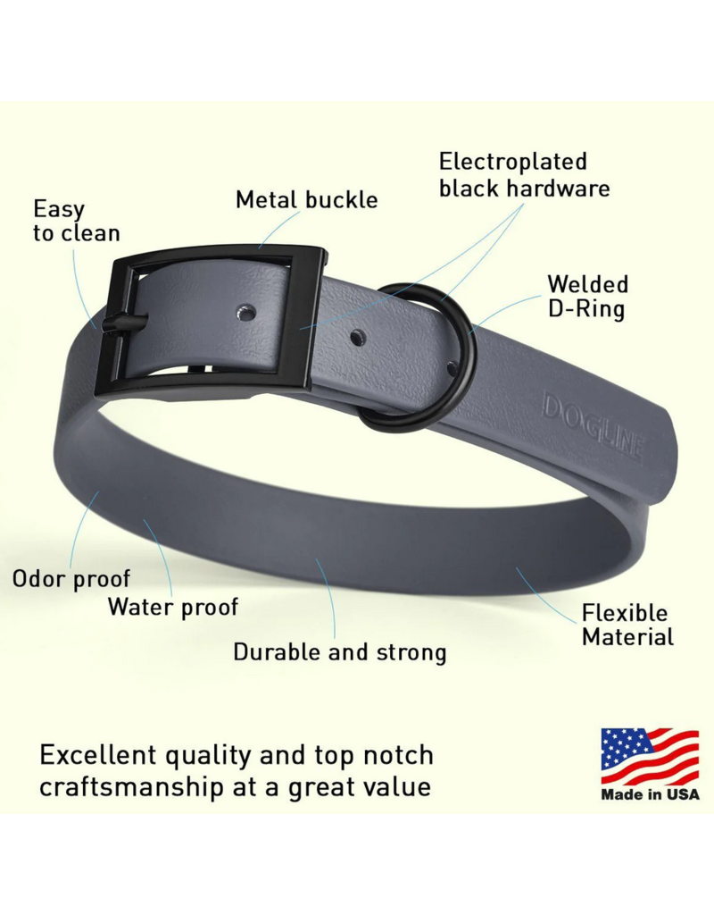 Dogline Dogline Biothane Waterproof Collar 1.5" | 20"-24" Grey