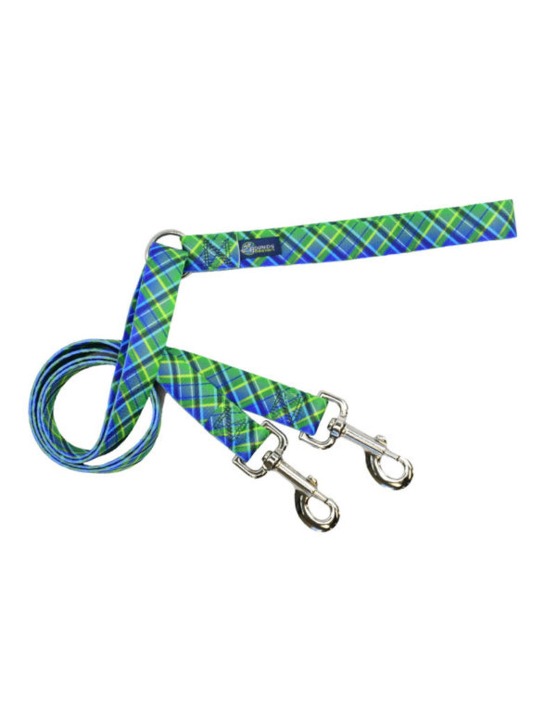 2 Hounds Design 2 Hounds Design Earthstyle | Medium 1" Freedom Harness & Leash - Electric Glow Green Plaid