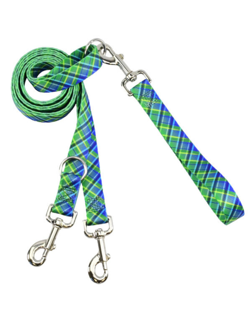 2 Hounds Design 2 Hounds Design Earthstyle | Medium 1" Freedom Harness & Leash - Electric Glow Green Plaid