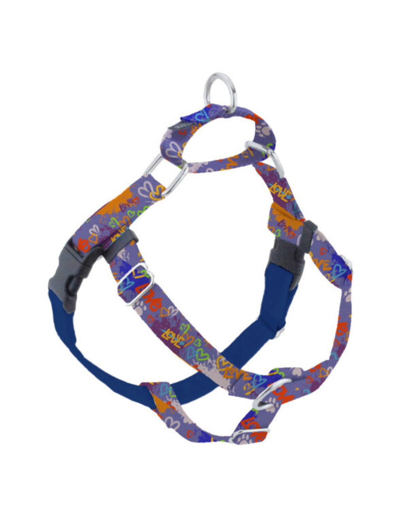 2 Hounds Design 2 Hounds Design Earthstyle | Medium 1" Freedom Harness & Leash - Love Graffiti Blue