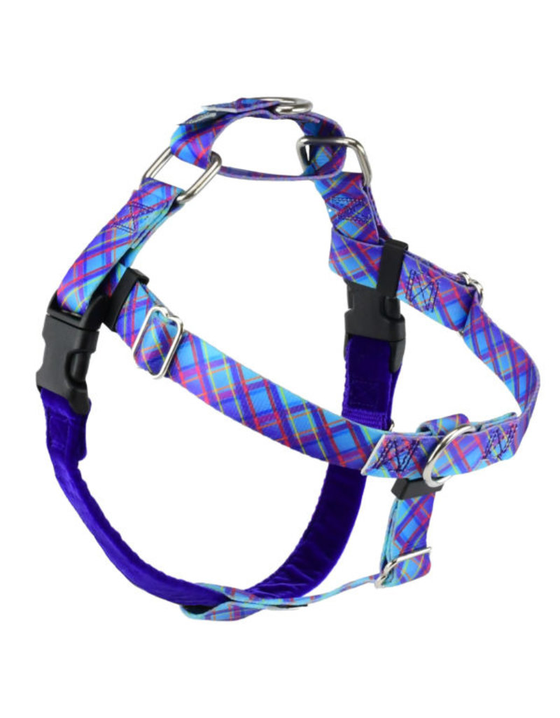 2 Hounds Design 2 Hounds Design Earthstyle | Large 1" Freedom Harness & Leash - Twilight Glow Blue Plaid