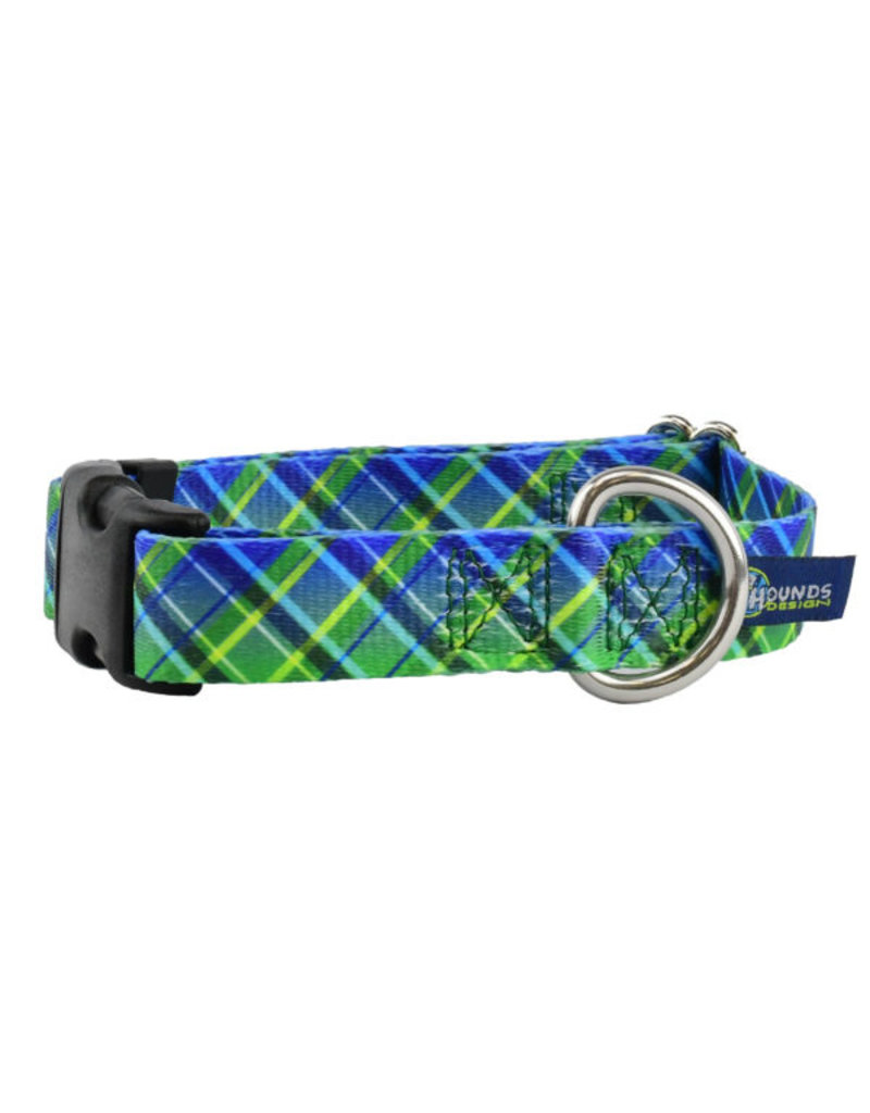 2 Hounds Design 2 Hounds Design Earthstyle | Keystone 5/8" Small Collar Side Release, Electric Glow Green Plaid