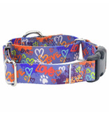 2 Hounds Design 2 Hounds Design Earthstyle | Keystone 5/8" Small Collar Side Release, Love Graffiti Blue