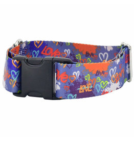 2 Hounds Design 2 Hounds Design Earthstyle | Keystone 5/8" Small Collar Side Release, Love Graffiti Blue