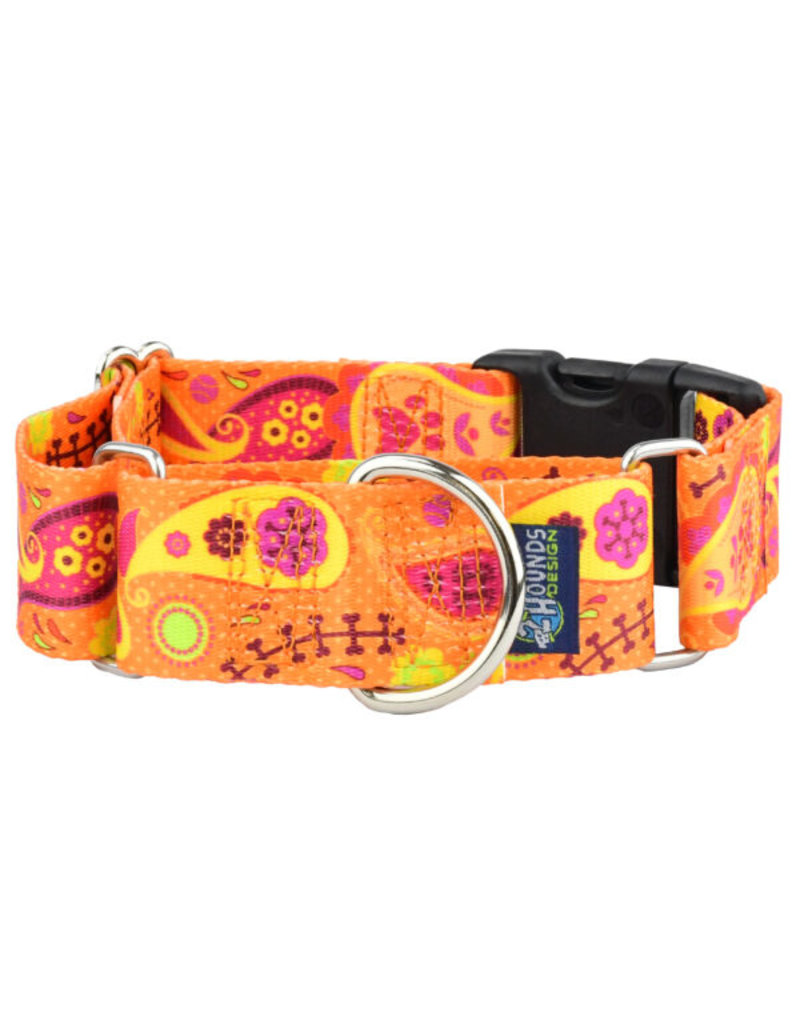 2 Hounds Design 2 Hounds Design Earthstyle | Keystone 5/8" Small Collar Side Release, Orange Paisley