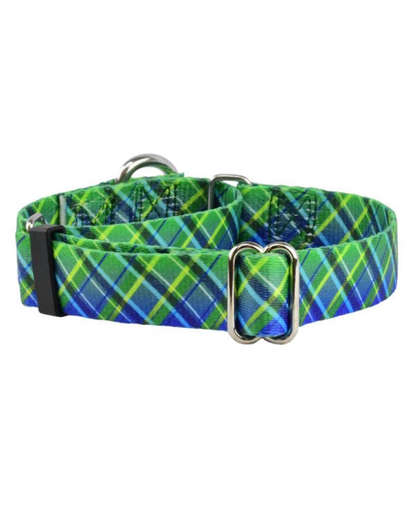 2 Hounds Design 2 Hounds Design Earthstyle | Keystone 1" Large Collar Side Release, Electric Glow Green Plaid