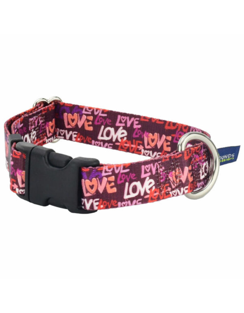 2 Hounds Design 2 Hounds Design Earthstyle | Keystone 1" Large Collar Side Release, Love Graffiti Red