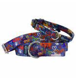 2 Hounds Design 2 Hounds Design Earthstyle | Keystone 1" Large Collar Side Release, Love Graffiti Blue