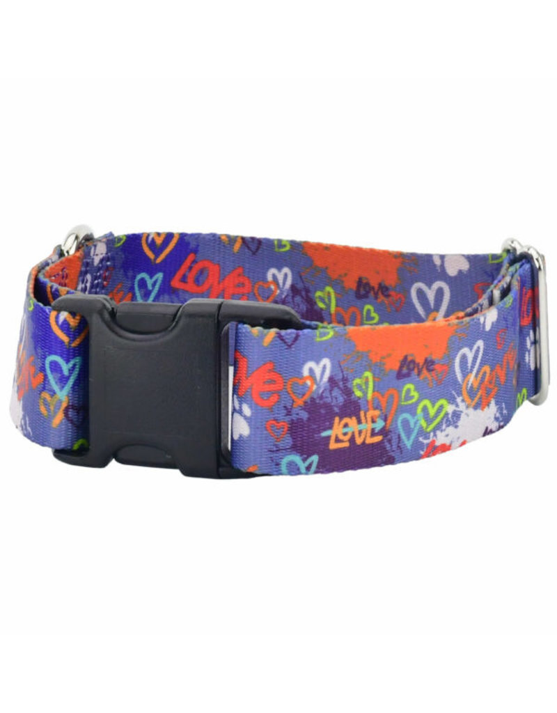 2 Hounds Design 2 Hounds Design Earthstyle | Keystone 1" Large Collar Side Release, Love Graffiti Blue