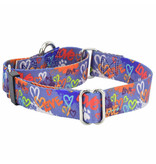 2 Hounds Design 2 Hounds Design Earthstyle | Keystone 1" Large Collar Side Release, Love Graffiti Blue