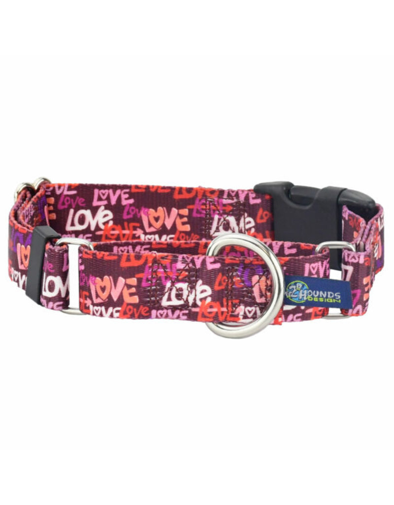 2 Hounds Design 2 Hounds Design Earthstyle | Keystone 1" XLarge Collar Side Release, Love Graffiti Red