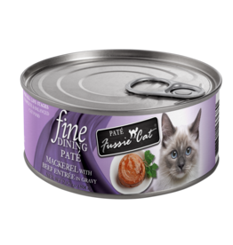 Fussie Cat Fussie Cat Fine Dining Cans | Mackerel w Beef Pate 2.82 oz CASE