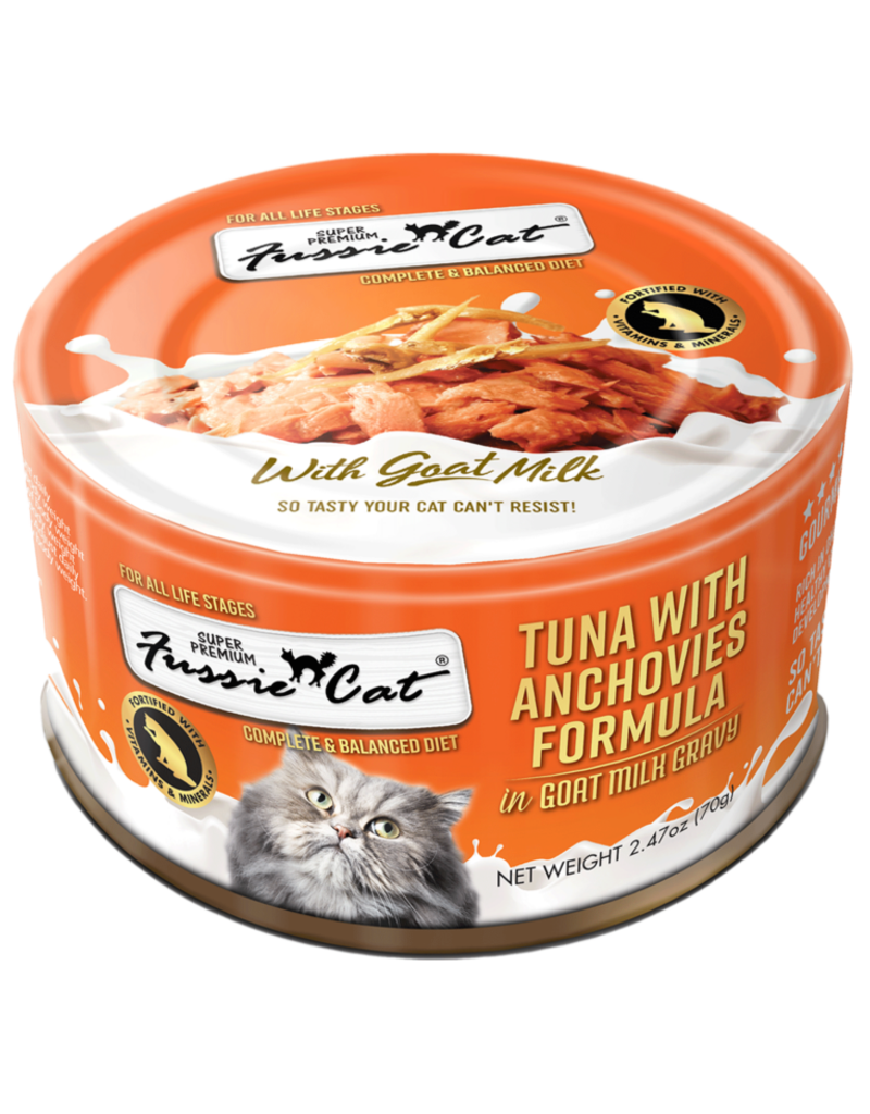 Fussie Cat Fussie Cat in Goat Milk Gravy | Premium Tuna with Anchovies 2.47 oz single