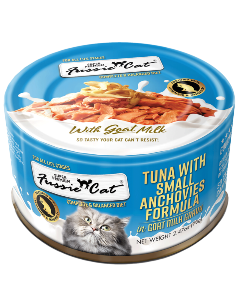 Fussie Cat Fussie Cat in Goat Milk Gravy | Premium Tuna with Small Anchovies 2.47 oz single