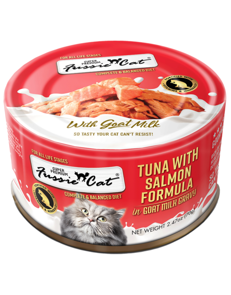 Fussie Cat Fussie Cat in Goat Milk Gravy | Premium Tuna with Salmon 2.47 oz single