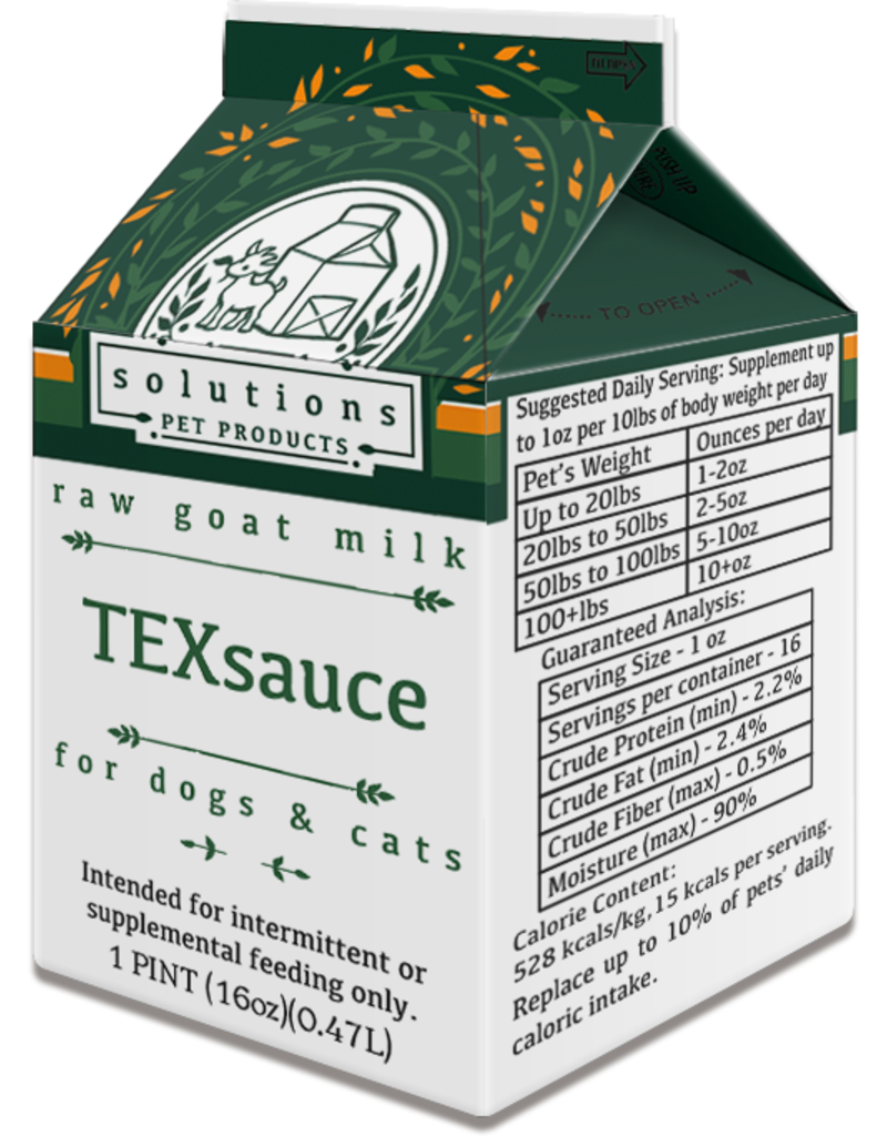 Solutions Pet Products Solutions Pet Products | TEXSauce Goat Milk 16 oz (*Frozen Products for Local Delivery or In-Store Pickup Only. *)