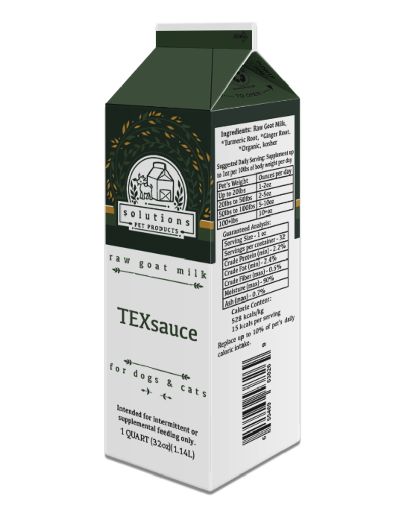 Solutions Pet Products Solutions Pet Products | TEXSauce Goat Milk 32 oz CASE (*Frozen Products for Local Delivery or In-Store Pickup Only. *)
