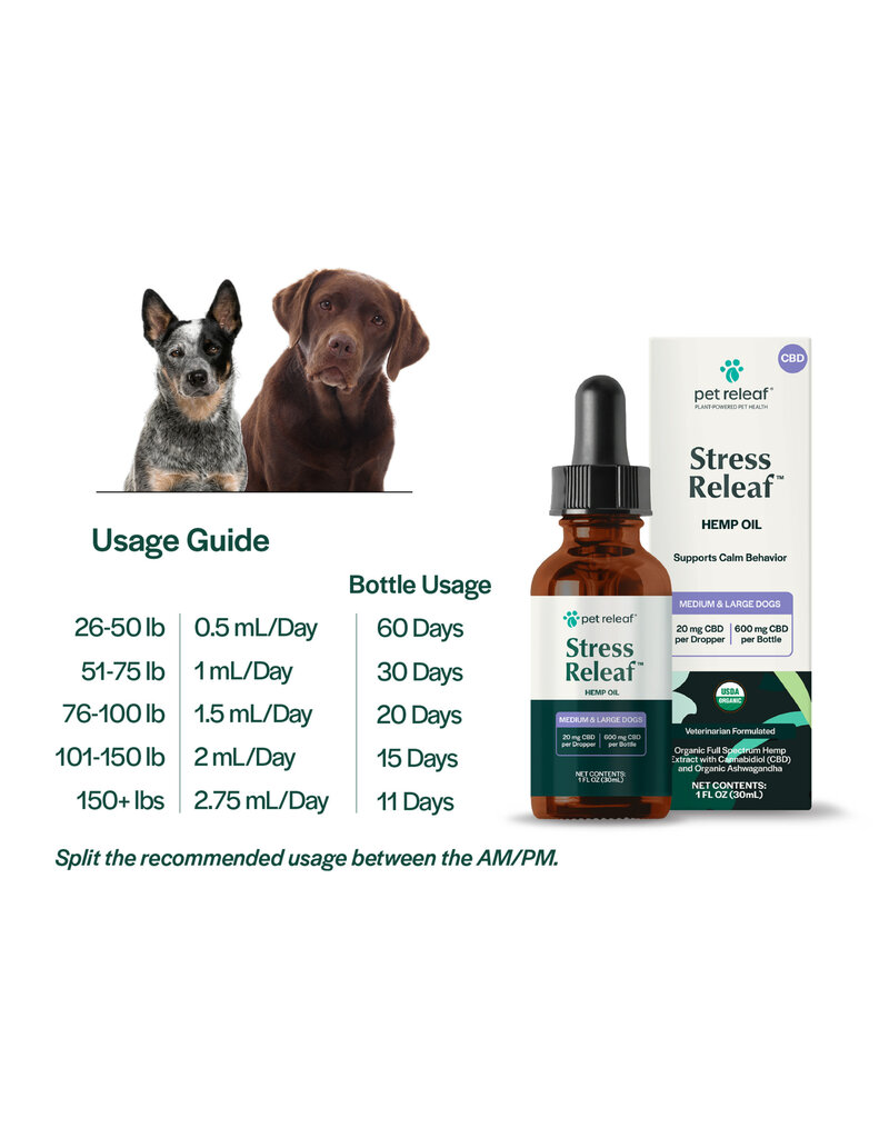 Pet Releaf Pet Releaf Hemp Oil | Dog Stress Releaf For Large Dogs 600 mg (1 oz)