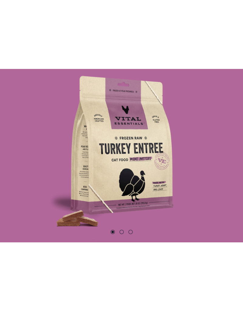 Vital Essentials Vital Essentials Frozen Cat Food Mini Patties Turkey 1.75 lb (*Frozen Products for Local Delivery or In-Store Pickup Only. *)