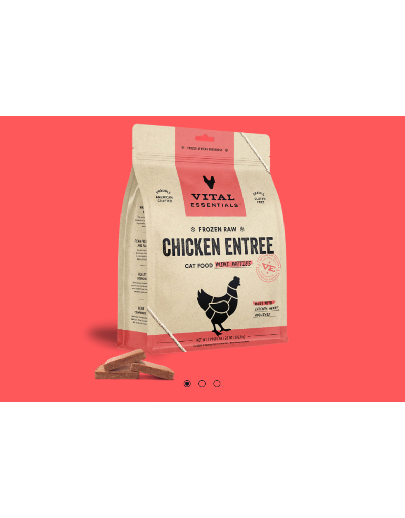 Vital Essentials Vital Essentials Frozen Cat Food Mini Patties Chicken 1.75 lb (*Frozen Products for Local Delivery or In-Store Pickup Only. *)