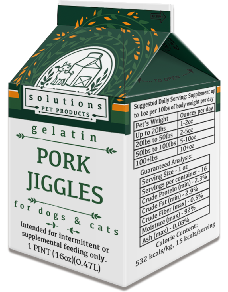 Solutions Pet Products Solutions Pet Products | Pork Jiggles Gelatin 16 oz (*Frozen Products for Local Delivery or In-Store Pickup Only. *)