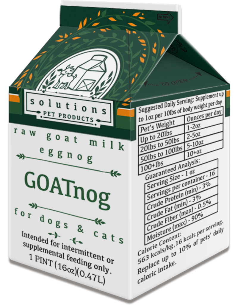 Solutions Pet Products Solutions Pet Products | GOATNog Eggnog Goat Milk 16 oz (*Frozen Products for Local Delivery or In-Store Pickup Only. *)